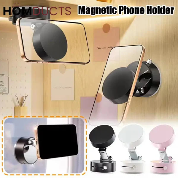 Zyvoura Mini Magnet Phone Holder with auto-tracking rotation, strong suction mount for car dashboard or desk use.