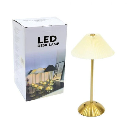 Zyvoura Elegant Pleated LED Desk Lamp with adjustable arm and soft white light for modern office or study space illumination.