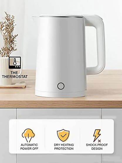 Zyvoura Denx Fast Boil Electric Kettle with stainless steel body and ergonomic handle, ready for boiling water.