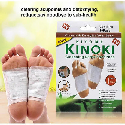 Zyvoura Kinoki Cleansing Detox Foot Pads on feet, showing the original detox foot pads used for health and beauty purposes.