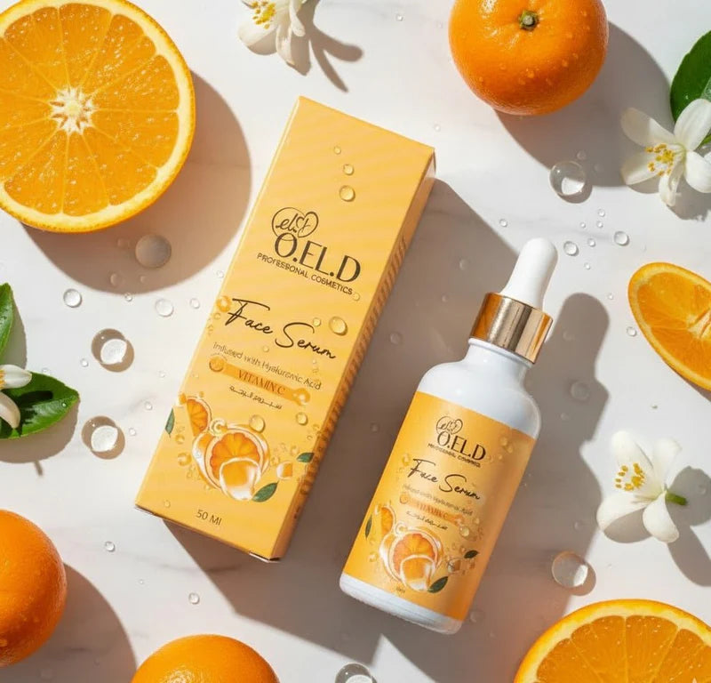 Zyvoura O.E.L.D professional Vitamin C face serum in a clear glass bottle with dropper for brightening skincare.