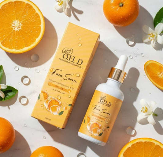 Zyvoura O.E.L.D professional Vitamin C face serum in a clear glass bottle with dropper for brightening skincare.