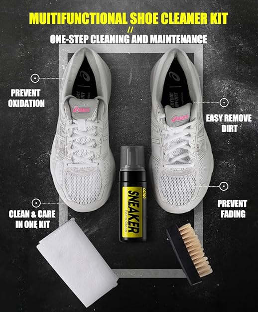Zyvoura Poetry Health sneaker cleaning kit with brushes and cleaning solution for caring for athletic and casual sneakers.