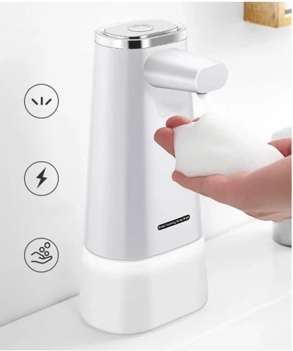 Zyvoura automatic soap dispenser for cleaning, sleek white design with touchless operation and sensor for hands-free soap dispensing.