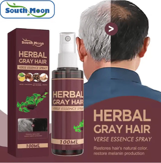 Zyvoura South Moon gray hair spray bottle with gray hair spray for styling and color enhancement, shown on a plain background.