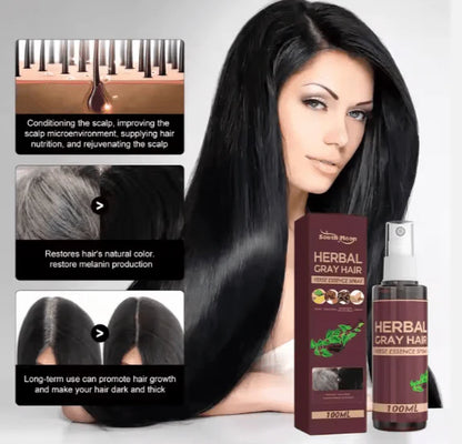 Zyvoura South Moon Gray Hair Spray in a sleek aerosol can, designed to style and hold gray hair with a natural finish.