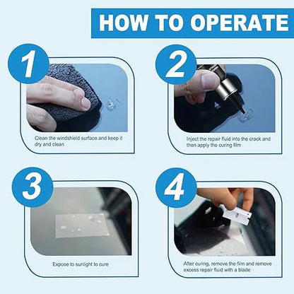 Zyvoura windshield crack repair kit for car accessories, featuring repair tools and resin for fixing cracked windshields.